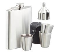 Lightweight flask set, 8 pieces, stainless steel pocket flask, 200 ml
