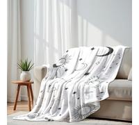 Lightweight Fleece Throw Blanket 130x150cm Modern hand drawn seamless planet star sun comet Universe line Fluffy Couch Bed Sofas Washable All Season Blankets and Throws for Boys Girls Dog Cat