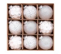 Lightweight Foam Christmas Baubles 8cm Shatterproof(White)