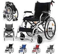 Lightweight Foldable Aluminum Wheelchair, Compact Transit and Self-Propelled Design for Easy Travel, Portable Folding Wheelchair for Convenience