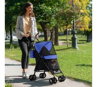 Lightweight Foldable Dog Stroller for Mini Dogs, Dark Blue PawHut Dark Blue One Size
