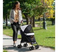 Lightweight Foldable Dog Stroller for Mini Dogs, Light Grey PawHut Light Grey One Size