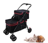 Lightweight Foldable Double Pet Stroller for Easy Travel and Outdoor Adventures with Small to Mum Dogs and Cats - Perfect for Pet Owners on The Go