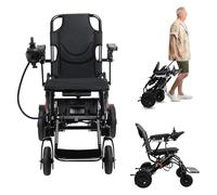 Lightweight Foldable Electric Wheelchair for Adults, Electric Wheelchairs with Airline Approved, 500W Motor, 12-Mile Range, One-Second Fold, 22kg Portable Design Power Wheelchair (Black S)