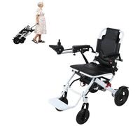 Lightweight Foldable Electric Wheelchair for Adults, 500W Motorized Portable Wheelchair, 12 Miles Long Range, Airline Approved Aluminum Alloy Power Wheelchair with Anti-Tilt Safety Design
