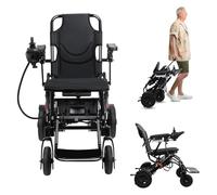 Lightweight Foldable Electric Wheelchair for Adults, Powerful Dual Motor Electric Wheelchair, Motorized Power Wheelchairs with 12+ Miles Range, Power Wheel Chair for Adults, 265 lbs Capacity Black