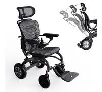 Lightweight Foldable Electric Wheelchair for Adults with Recliner, 15 Mile Range, 400W All Terrain Power, 250Lb Capacity, Airline Approved, Tool Free Folding, Posture Support Cushion