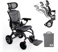 Lightweight Foldable Electric Wheelchair for Adults with Recliner, 30 Mile Range, 400W All Terrain Power, 250Lb Capacity, Airline Approved, Tool Free Folding, Posture Support Cushion