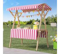 Lightweight Foldable Food Cart with WheelsPortable Wooden Outdoor Kiosk for Farmers Market & Craft ShowsIdeal Mobile Food Stall for Events