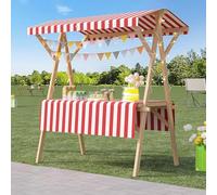 Lightweight Foldable Food Cart with WheelsPortable Wooden Outdoor Kiosk for Farmers Market & Craft Shows Ideal for Street Vendors and Mobile Businesses
