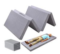 Lightweight Foldable Guest Mattress - 4-Piece Compact Foam Bed, 5/8" Thick, Removable Cover, Ideal for Travel, Camping & Living Room, Light Gray 150x200x8cm