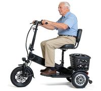 Lightweight Foldable Mobility Scooter for Adults & Seniors, 3-Wheel | Foldable 3-wheel scooter with adjustable seat/handlebar, 330 lbs capacity, suspension, dual brakes, LED light, car storage