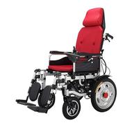 Lightweight Foldable Power Wheelchair with Headrest - Electric Wheelchair for Disabled and Elderly Mobility - Reclinable Backrest and Dual Motor - Portable Transit Travel Chair