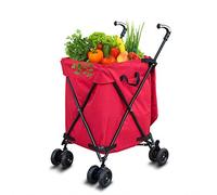 Lightweight Foldable Shopping Cart with 8 Wheels Large Capacity Wear-Resistant Silent Operation 360° Rotation Adjustable Aluminum Alloy Handle