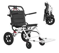 Lightweight Foldable Travel Wheelchair for Adults - Portable Carbon Steel Frame with Telescopic Handle, Safety Belt, and 12" PU Wheels - Fits in Car Trunk, Perfect for Airplanes and Daily Transpo