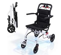 Lightweight Foldable Wheelchair 13.6lbs 180lbs Capacity Transport Chair | Ultra Lightweight Foldable Transport Wheelchair Aluminum Frame 360° Front Casters Shock-Absorbing Tires Flip-Up Armrests
