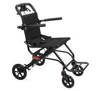 Lightweight Foldable Wheelchair for Adults, 17.7" Wide Transport Wheelchair with Hand Brakes & Adjustable Straps, Portable Wheel Chair for Seniors and Travel, Easy Storage Design Black M