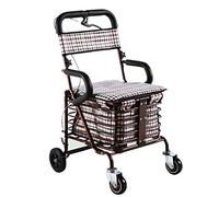 Lightweight Folding 4 Wheel Rollator Walker with Handbrake/Shopping Cart Trolley/Elderly Old Age Walking Seat Thoughtful
