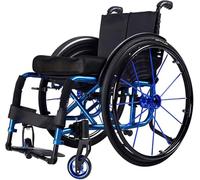 Lightweight Folding Aluminium Frame Wheelchair - Self Propelled Manual with Armrest and Swing Leg Rest - Comfortable Ergonomic Sport Design - Load Capacity 100 Kg