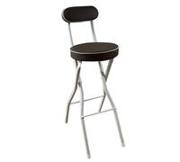 Lightweight Folding Bar Stool with Backrest - Portable Kitchen & Garden Chair 65cm Height Ideal for Camping & Fishing - Brown & White 1 Piece