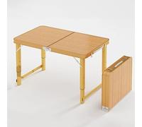 Lightweight Folding Camping Table - Adjustable Height Aluminum & MDF, Portable Picnic Table for Outdoor/Indoor Activities, Ideal for Camping, Picnics, BBQs, and Tailgating