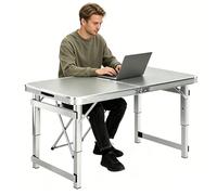 Lightweight Folding Camping Table, Portable Aluminum Dining Trestle Table with Carrying Handle, Ideal for Picnic, BBQ, Garden Parties, and Events