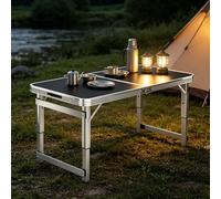 Lightweight Folding Camping Table, Portable Aluminum Dining Trestle Table with Carrying Handle, Ideal for Picnic, BBQ, Garden Parties, and Events