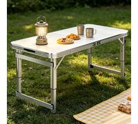 Lightweight Folding Camping Table, Portable Aluminum Dining Trestle Table with Carrying Handle, Ideal for Picnic, BBQ, Garden Parties, and Events