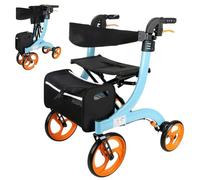 Lightweight Folding Carry Electric Wheelchair, Automatic Wheelchair Motorized Foldable Power Rollator Walker, Dual Brakes, Suitable for Elderly and Disabled(Blue)
