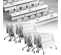 Lightweight Folding Conference Table - Portable Mobile Office Desk for Easy Transport, Ideal for On-Site Meetings, Temporary Workspaces, and Events