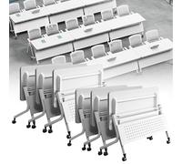 Lightweight Folding Conference Table - Portable Mobile Office Desk for On-Site Meetings, Temporary Workspaces, Easy Transport, Ideal for Events & Business Use