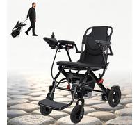 Lightweight Folding Electric Wheelchair, Electric Wheelchair for Adults, Motorized Portable Wheelchairs with 500w Motors 12 Miles, for Travel Daily Use, Airplane Approved Black L