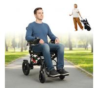 Lightweight Folding Electric Wheelchair for Adults, Portable Powerchair with 500W Dual Motors, 20km Range, Carbon Fibre Frame, Swing-Back Armrests, Elevating Footrests (M)