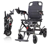 Lightweight Folding Electric Wheelchair with 3 Battery Options (6Ah/10Ah/20Ah) +Extra Battery | 100kg Capacity | 360° Swivel Controller(20AH)