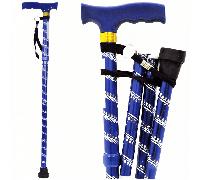 Lightweight Folding Extenable Walking Stick Cane Decor Engraved Pattern BLUE
