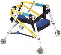 Lightweight Folding Four-Wheel Rollator Walker for Children, Adjustable Height Stand Walker with Seat, Rehabilitation Aid for Child Lower Limb Mobility, Compact and Portable, 4-Wheeled,