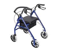 Lightweight Folding Mobility Aids,Four Wheel Rollator Walker,Mobility Walker Rollator with Padded Seat,Lockable Brakes and Bag,Walking Frame for The Elderly or Disabled (Blue)