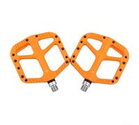 Lightweight Folding Pedals with Nylon Fiber Material and Double Sided Anti Slip Nail, Equipped with Reflectors for Enhanced Visibility at Night (Orange)