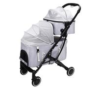 Lightweight Folding Pet Stroller, Separable Travel Carrier for Small/Medium Dogs Cats, with 360 ° Universal Front Wheel,Storage Bag(Gray)