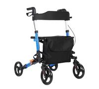Lightweight Folding Rollators Walkers with Seat, 4 Wheels & Storage Bag, Walking Aid Frame with Seat for Elderly, Mobility Walker with Dual-Brakes & 6 Level Height Adjustments, Up to 135kg Load