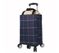 Lightweight Folding Shopping Trolley with Stair Climbing Wheels and Insulated Cooler Bag for Easy Grocery Transport and Storage