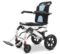 Lightweight Folding Transport Wheelchair, 11kg Aluminum Frame, 100kg Capacity,Locking Brakes for 35° Incline, Solid No-Flat Tires