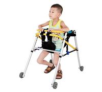 Lightweight Folding Walking Standing Frame Child Rehabilitation Rollator Walker Drive, Aluminum Alloy 4 Wheels Kids Mobility Walking Aids with Seat(M)