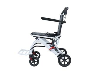 Lightweight Folding Wheelchair, 8.2 KG Transit Travel Wheel Chair with Adjustable Safety Strap, Portable Aluminum Wheelchair for Adults, Transport Foldable Wheelchairs Black
