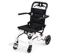 Lightweight Folding Wheelchair, 8.2kg Portable Travel Chair with Adjustable Safety Strap, Compact Transit Wheelchair for Adults and Children, Supports Up to 91kg