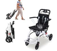 Lightweight Folding Wheelchair, Only 8.2kg,Portable Transport Wheelchairs with Adjustable Safety Strap 270° Flip-Back Armrests Removable Footrest,Ergonomic Transit Travel Chair for Adults and Seniors