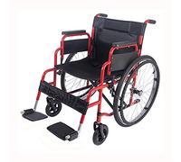 Lightweight Folding Wheelchair, PALDIN self propelled Portable Wheelchair with Running Brakes, Removable Footrests, Armrest(Red)