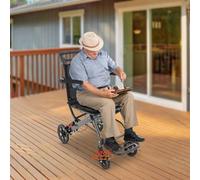Lightweight Folding Wheelchair, Transport Wheelchairs for Traveling, Folding Transport Wheelchairs for Adults and Seniors Support 220lbs, Lightweight Aluminum for Elderly-Black