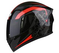 Lightweight Full Face Motorcycle Street Bike Helmet with Clear/Tinted Sun Visor Unisex Adult Comfortable Motorbike Moped Helmet for Youth Men and Women, DOT/ECE Approved,Power Red B,M