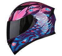 Lightweight Full Face Motorcycle Street Bike Helmet with Clear/Tinted Sun Visor Unisex Adult Comfortable Motorbike Moped Helmet for Youth Men and Women, DOT/ECE Approved,Pink Purple B,M